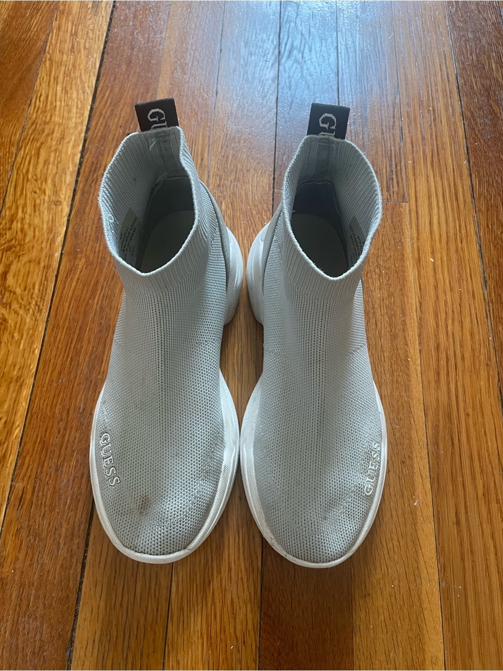 Guess Gray Knit Sock Sneakers with White Sole
